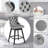 Velvet Upholstered 360° Swivel 30.7'' Height Bar Stool with Back, Nailhead Trim and Sturdy Solid Wood Legs, Comfortable Chair for Kitchen, Dining, Restaurant (Set of 2)-366814807