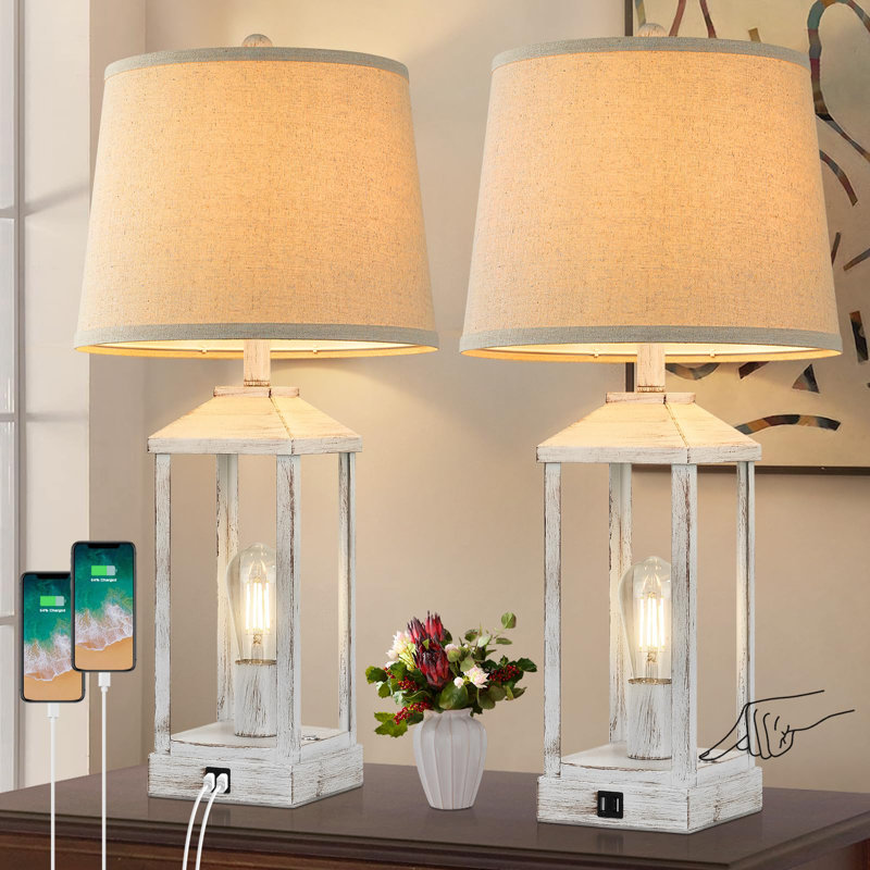 Lampe de table Barbary, Blanc, H 27,01 po x l 5,98 po x P 5,98 po