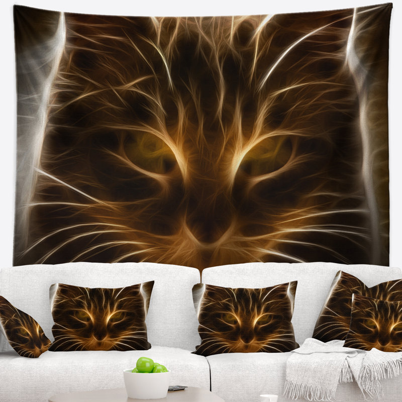 Illustration de chat fractal brillant, H 78 po x l 92 po