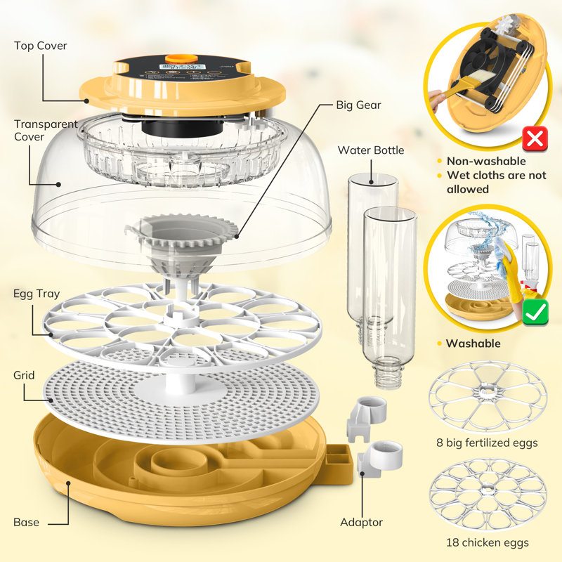18 Chicken Egg Incubator With Automatic Egg Turning And Humidity Control