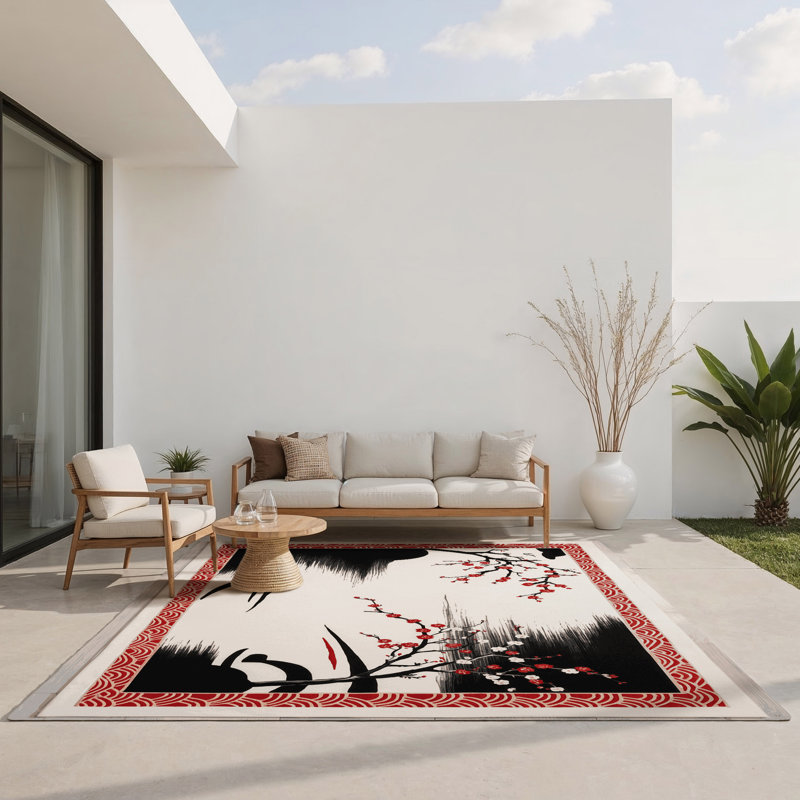 Tapis intérieur et extérieur Crimson Horizon, Rectangulaire 8 pi x 10 pi