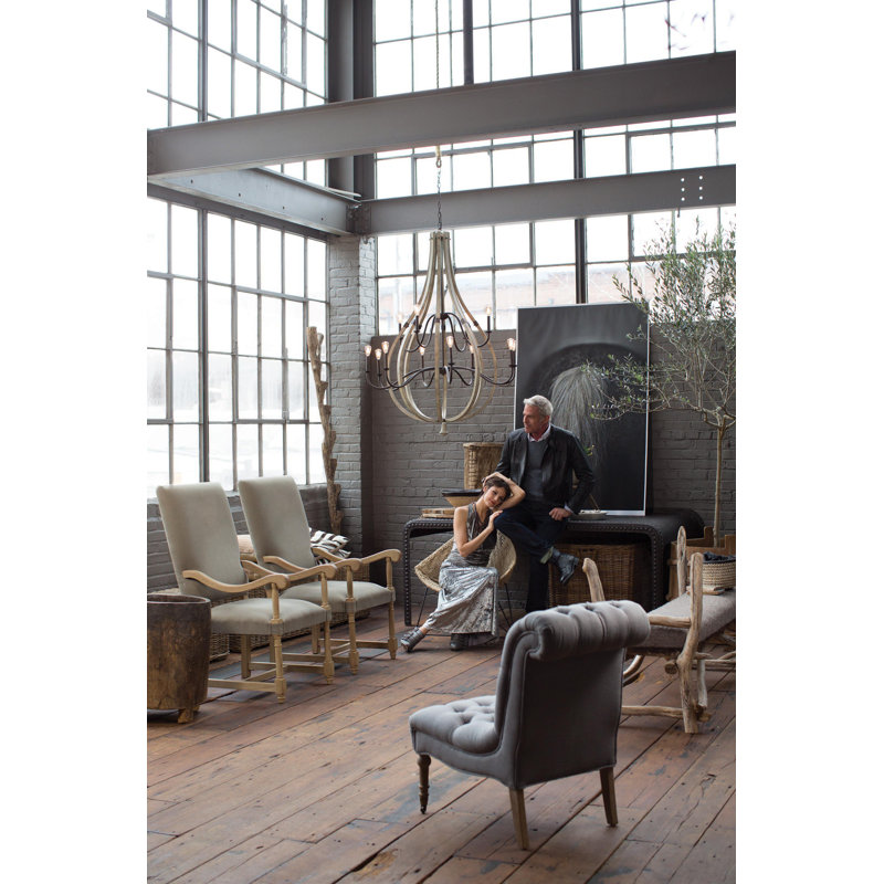 Middlefield 12-Light Iron Rust & Weathered Ash Crystal Chandelier