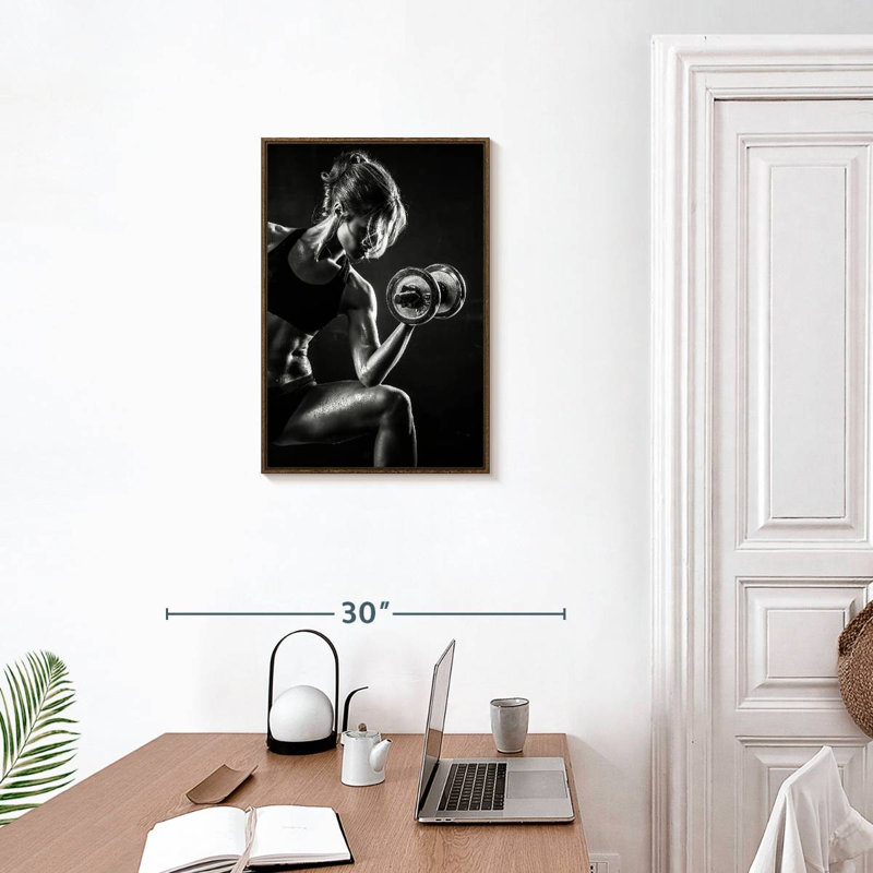 Fitness Lady, 17" x 25", Floating Frame Walnut