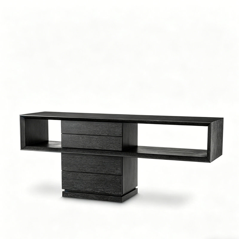 Console rétro géométrique, H 30,71 po x l 70,87 po x P 17,72 po