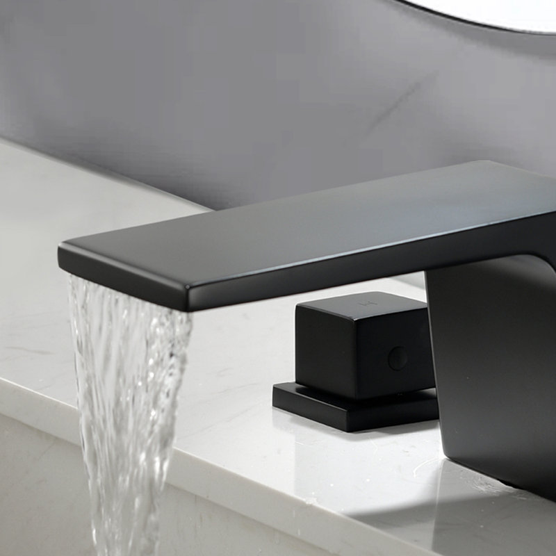 Robinet de salle de bain à large entraxe, Noir mat