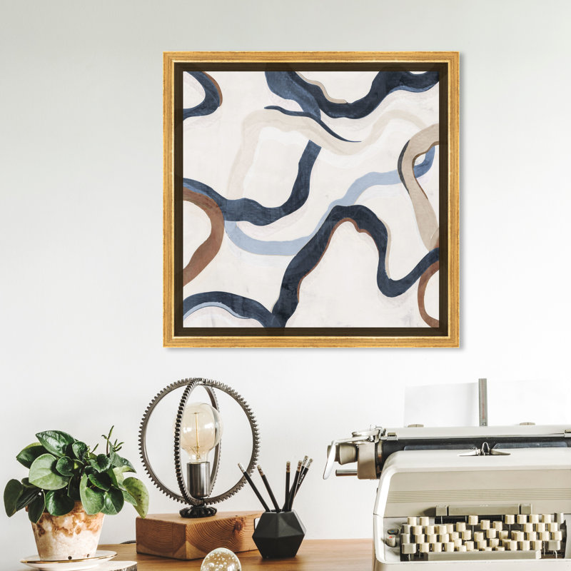 Sentiers de la vie III - peinture sur toile, Cadre doré, H 13,5 po x l 13,5 po
