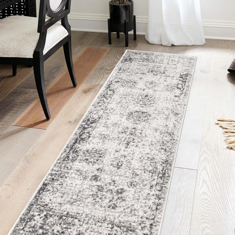 Brandt Floral Area Rug, Runner 3'3" x 19'8", No, Gray