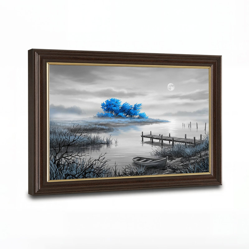 Art mural sur toile Moonlit Lake, H 12 po x l 18 po