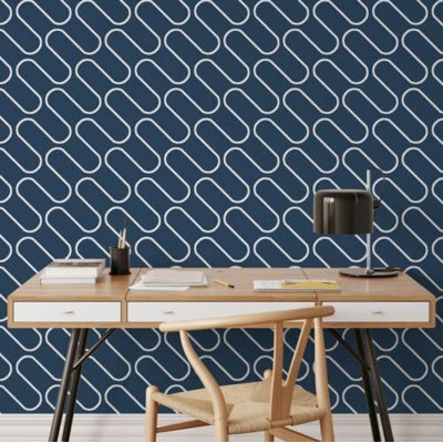 Linear Curve Wavey Lines Monochrome Gold/White 10m x 53cm Textured Matte Finish Paste the Wall Wallpaper Roll