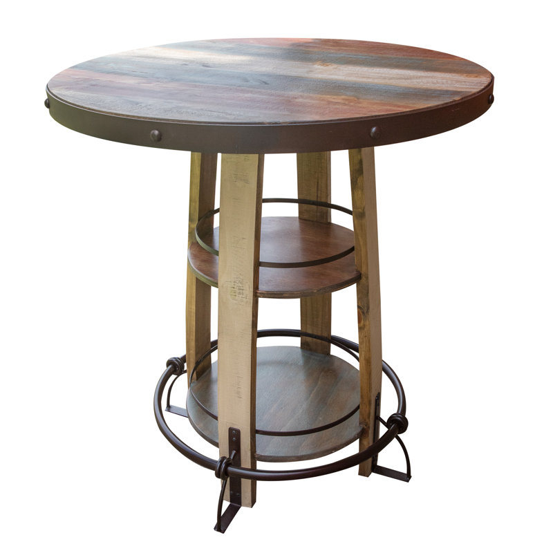 Valbone Round Wood Outdoor Bar Table , 38.5'' in. W 38.5'' in. D
