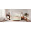 Grand lit plateforme à baldaquin en bois avec lattes de soutien, beige-129599320-129599318