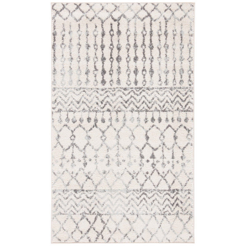 Tapis ivoire / gris de style sud-ouest Blackheart, Rectangle 3 pi x 5 pi