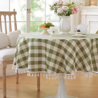 Nappe ronde à carreaux vert 60 po (convient à une table de 30 à 48 po) Nappe lavable Buffalo