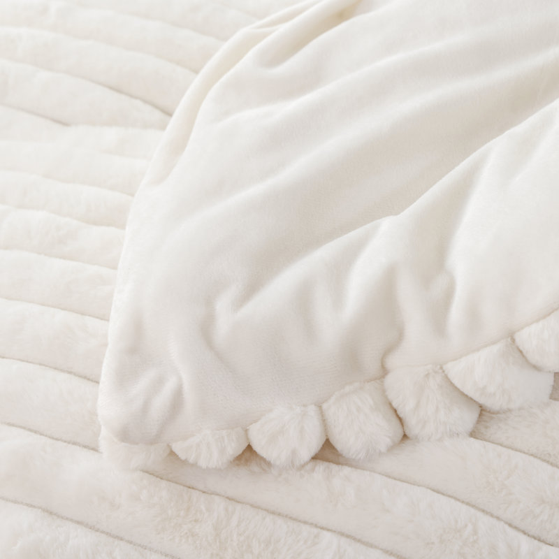 Ensemble d'édredon 3 pièces Fluffy, Crème, crème, Édredon grand + 2 taies d'oreiller standard