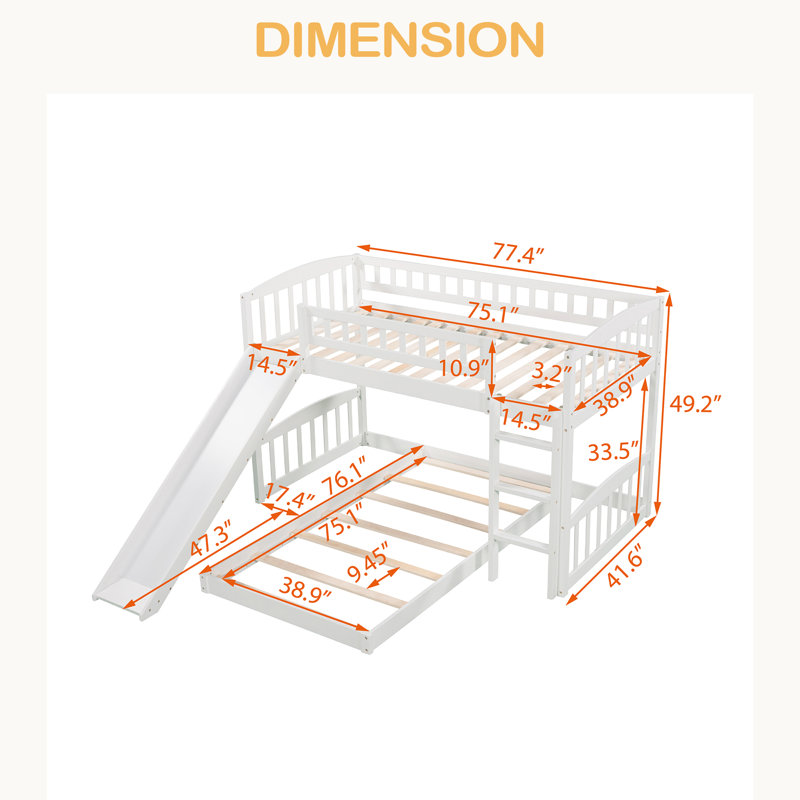 Twin Over Twin Bunk Bed With Slide And Ladder