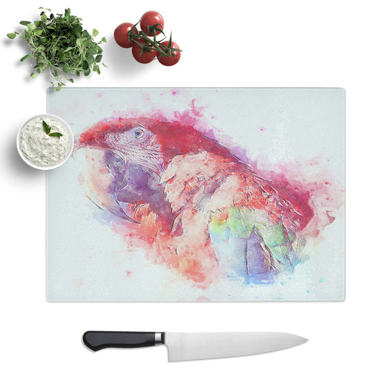 Tempered Glass Macaw Parrot Chopping Board, 39 cm W x 28.5 cm L
