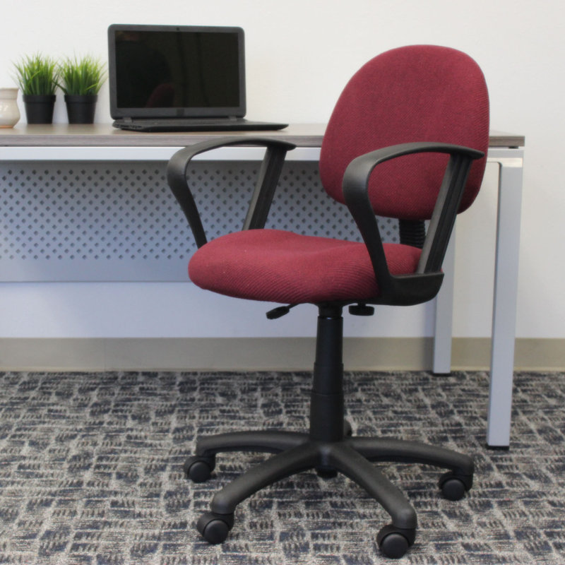 Task Chair, Burgundy Tweed, Loop Arms