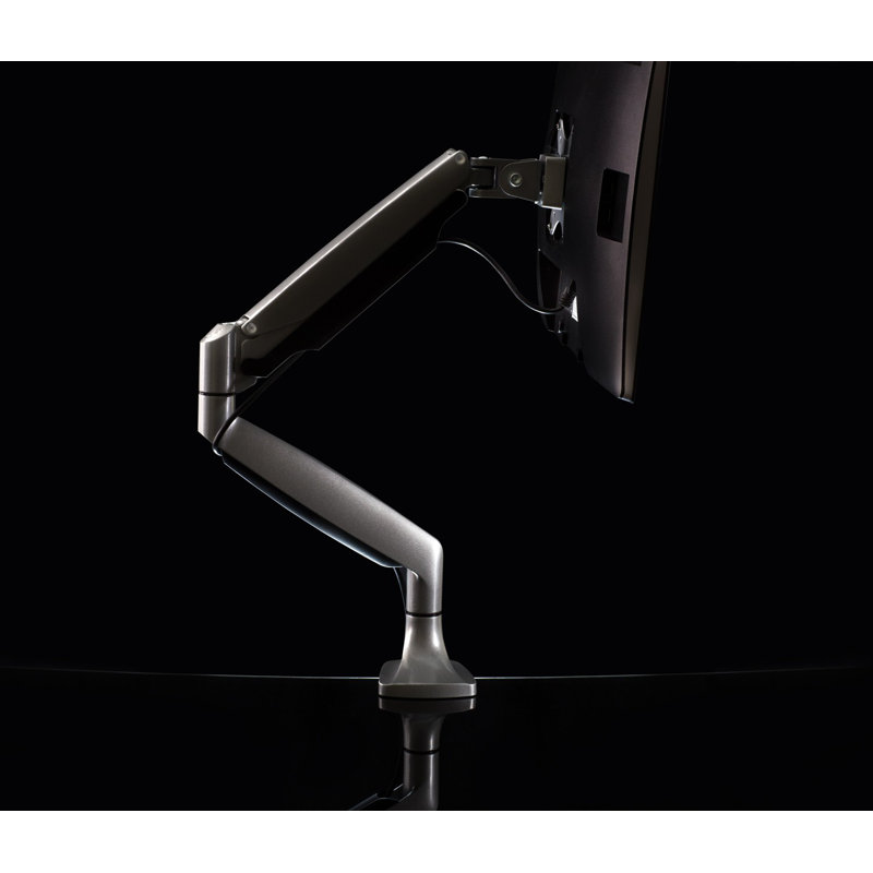 Silver Full-Motion Single Monitor Desk Mount with Adjustable Arm