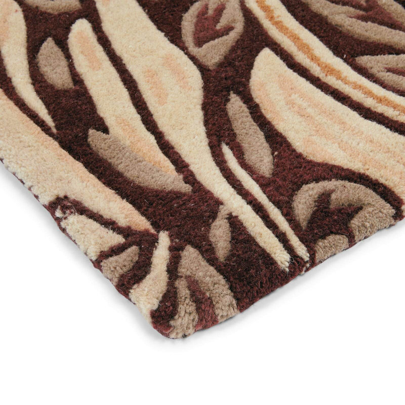 Hand Tufted Wool Floral Area Rug in Brown, Rectangle 6'7" x 9'2"