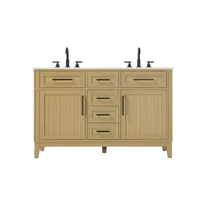 Meuble-lavabo double 54 po brun miel, 54", Brun miel