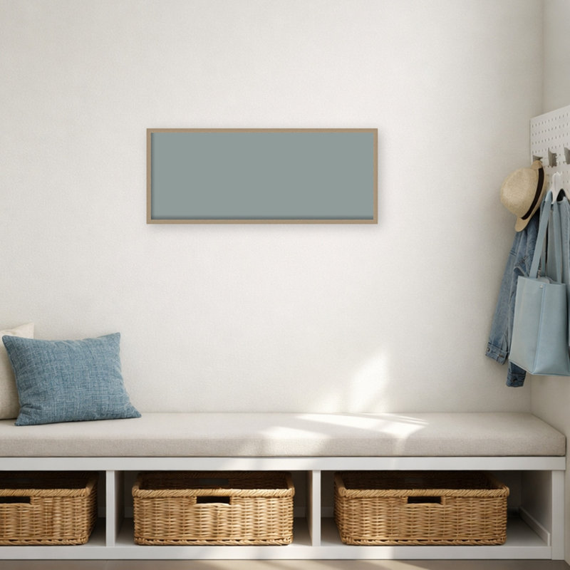 Tableau mural en tissu encadré, 17 x 41 cm, motif bleu pâle., Brun émeri