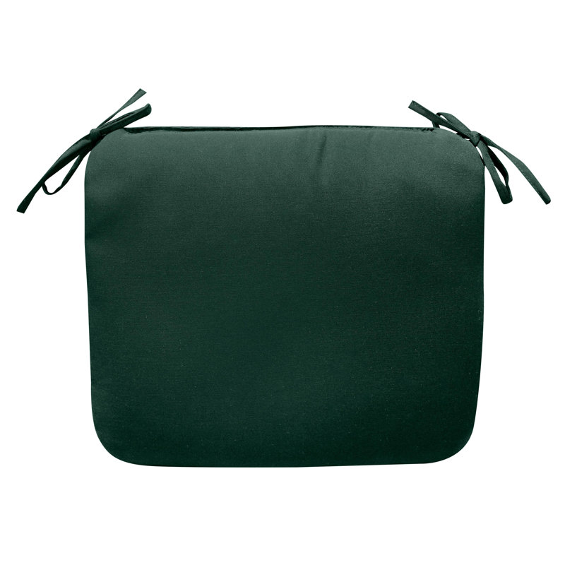 Forest Green Classic Chair Cushion with Ties, 18in., Forest Green