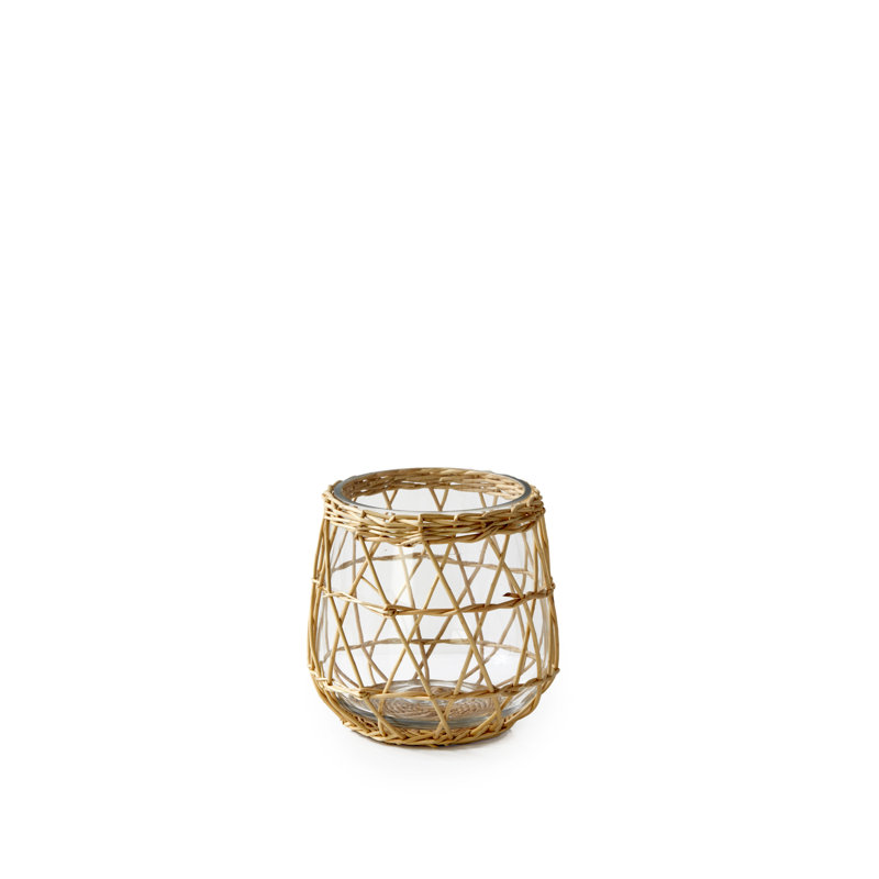 Glass Tabletop Tealight Holder, 7" H x 6" W x 6" D