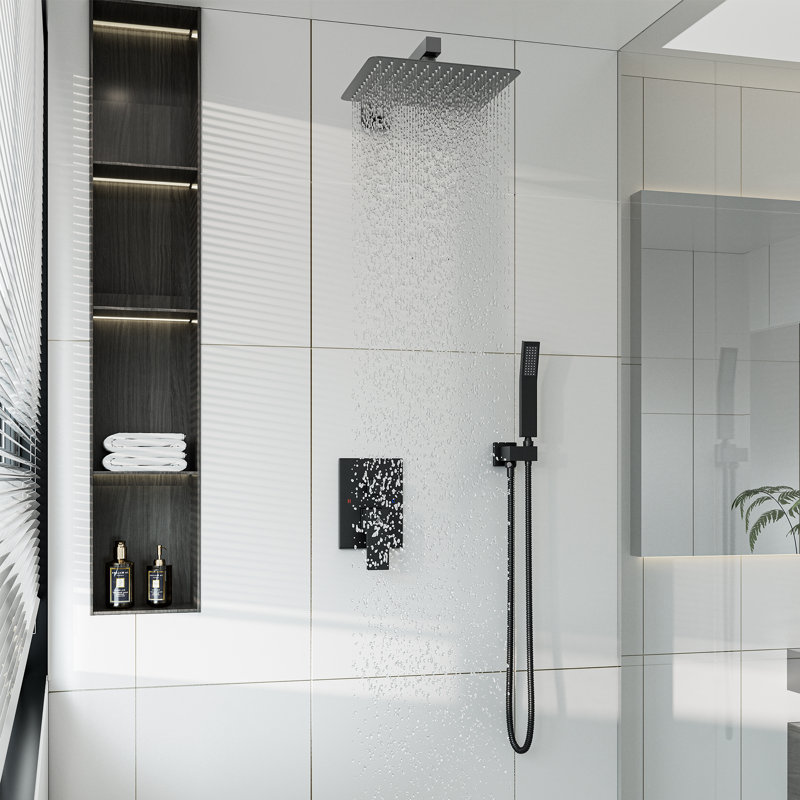 Matte Black Dual Function Square Rain Shower System