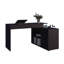 Bureau d'ordinateur en L avec tablettes ouvertes, panneau de particules noir élégant, poste de travail en coin pour bureau à domicile ou bureau