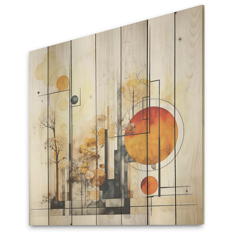 Serene Autumn Lansdcape I - Minimalisme, art mural sur bois de pin naturel, H 30 po x l 30 po