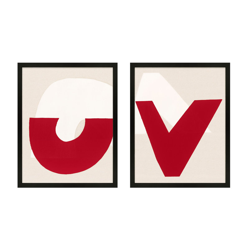 Elements In Red Set Of 2 Print, Black, 20" H x 16" W x 1.25" D