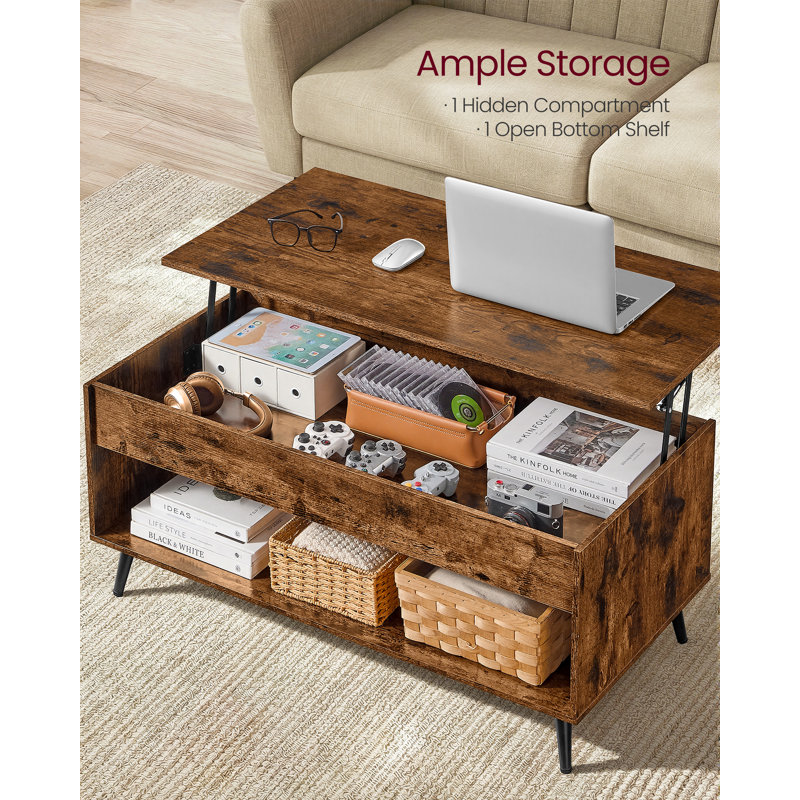 Lift Top Coffee Table with Storage, Brown