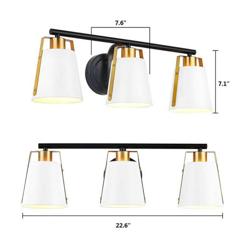 Éclairage pour salle de bain 3 lumières, Blanc