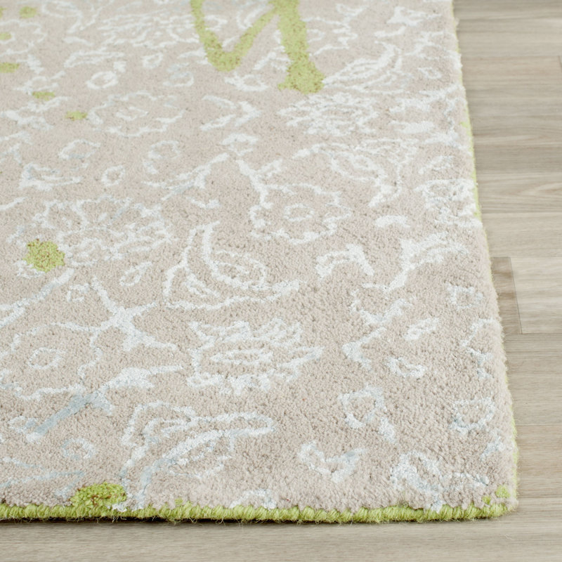 Tapis floral en laine touffeté à la main Seo, Rectangle 3' x 5'