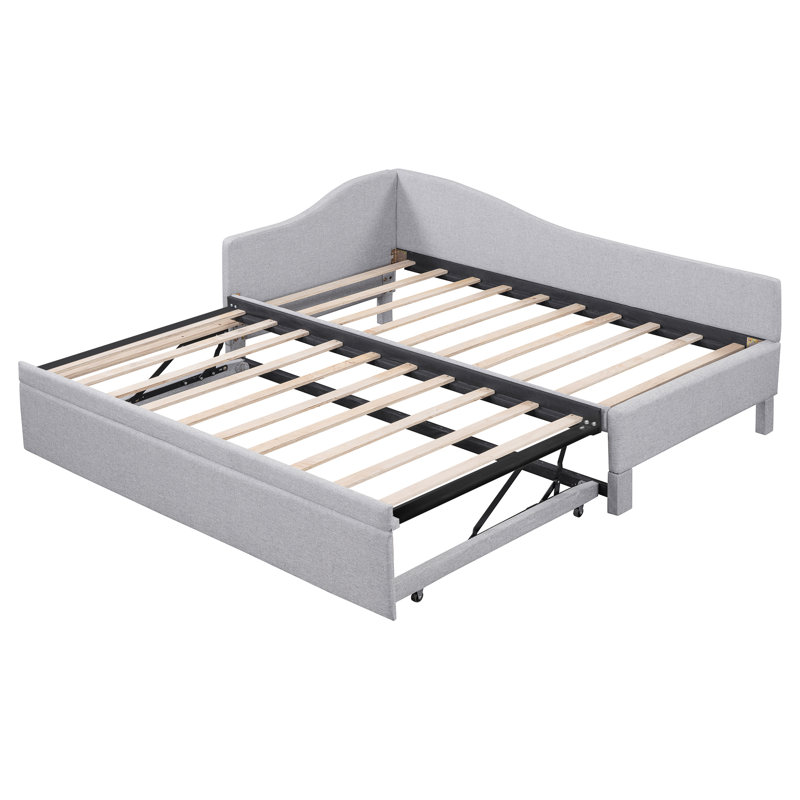 Twin Size Upholstered L-Shaped Upholstered Daybed, Gray