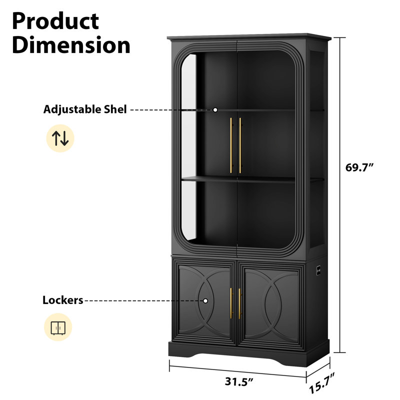 Modern Display Cabinet With Smart Lighting, Black