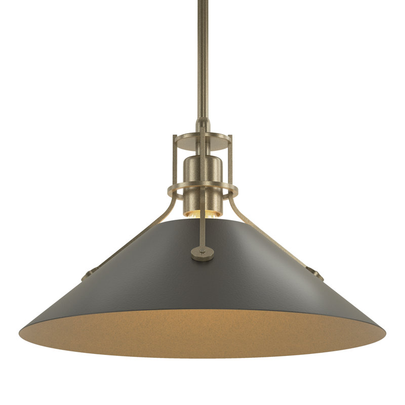 Luminaire suspendu conique à 1 lumière Henry, Noir, Or doux, H 56,3 po x l 14,4 po x P 14,4 po