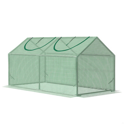 Portable Mini Greenhouse, Small Green House With PE Cover, Roll-Up Zippered Windows