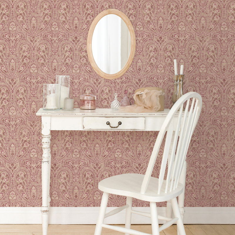 Garretson 1000cm x 52.8cm Satin Wallpaper Roll, Red