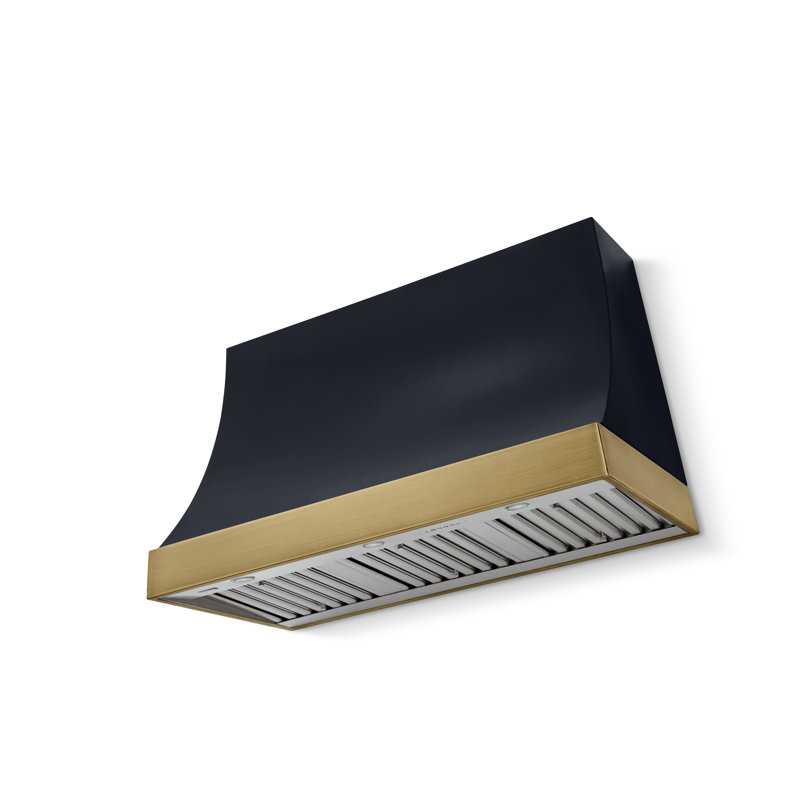 Marquee Series 48" Wide x 30" High Wall Hood 1200 CFM, Gloss Black, Antique Brass