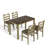 5-Piece Counter Height Dining Table Sets, Space-Saving Solid Wood Kitchen Dining Sets With Faux Marble Table & 4 Slat Back Linen  Upholstered Chairs-63235335