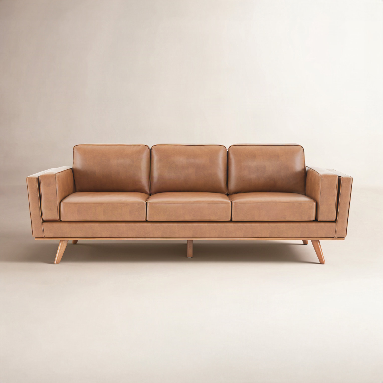 Reeves 84" Sofa, Chestnut Performance Faux Leather