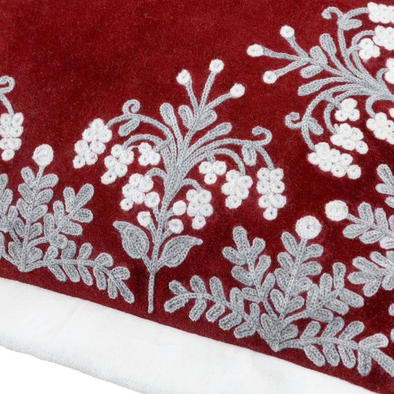 Winter Bloom Square Throw Cushion, Red