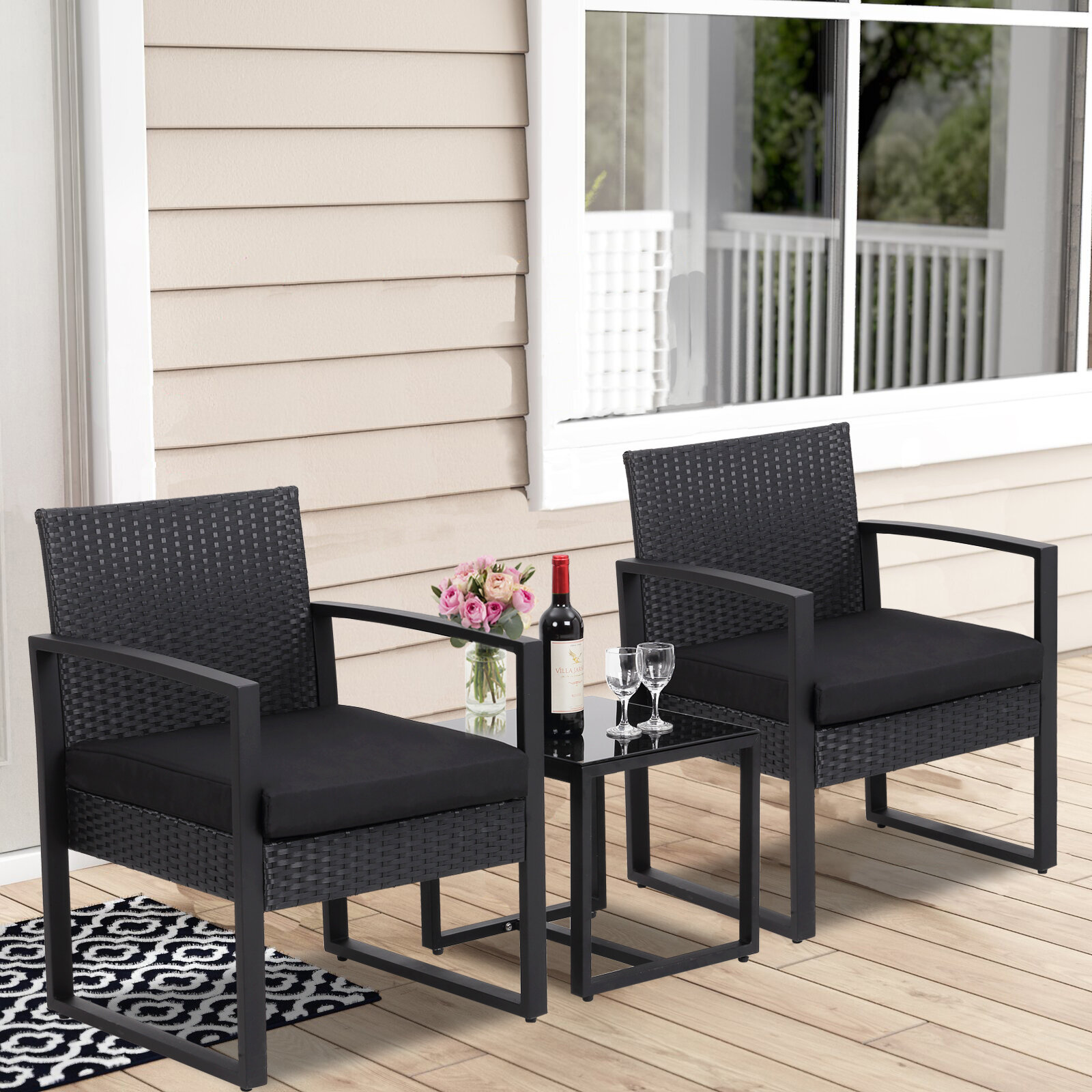 Kinzie outdoor 3 piece bistro set with outlet cushions