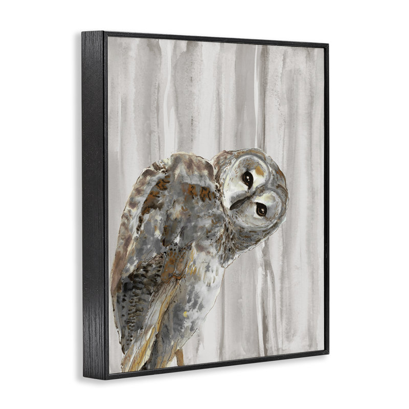 Peeking Owl's Gaze, giclée encadrée, design par Patti Mann, H 20 po x l 16 po, Giclée encadrée noir minuit