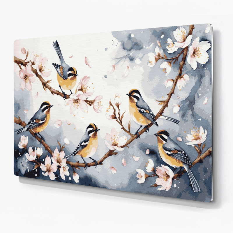 Oiseaux, art mural européen gris Goldcrest, H 96 po x l 120 po x P 0,05 po