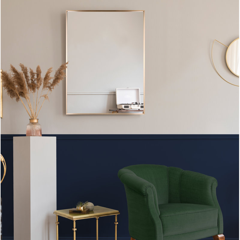 Chasteen Metal Flat Wall Mirror, Gold, 33" x 25"