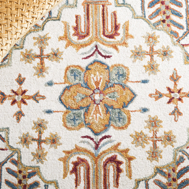 Wahcheechee Southwestern Hand Tufted Wool Area Rug in Ivory/Yellow/Red, Rectangle 2'3" x 4'