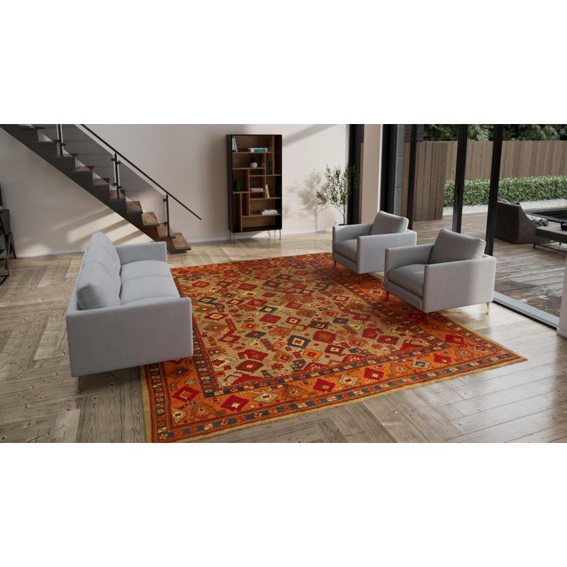 Orange Antique Turkish Oushak Rug - 11'10" x 13'3"