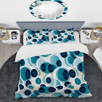 Minimalist Cobalt Blue Circles Geometry I - Geometric Duvet Cover Set